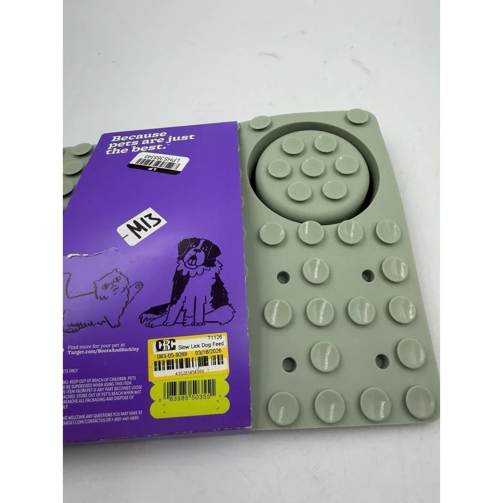 Boots & Barkley Silicone Slow Feeder Mat w/ 2 Bowls, Green, Adult NEW